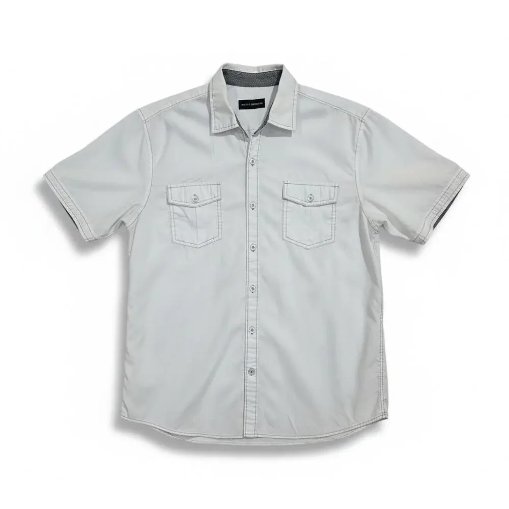 Michael Brandon Men's White Short Sleeve Button Down Shirt Size Medium